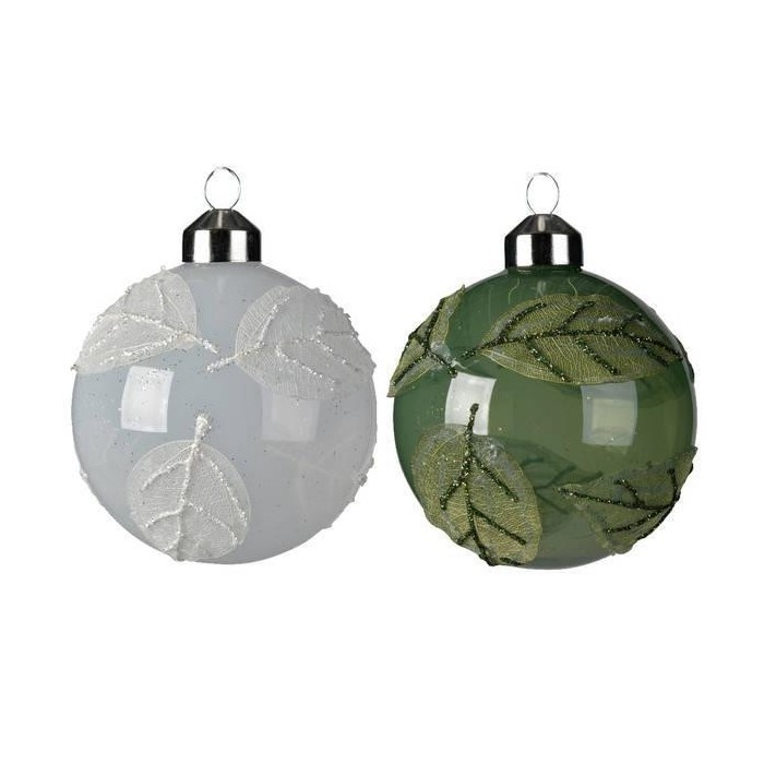 SFERA VETRO CON FOGLIE TESSUTO